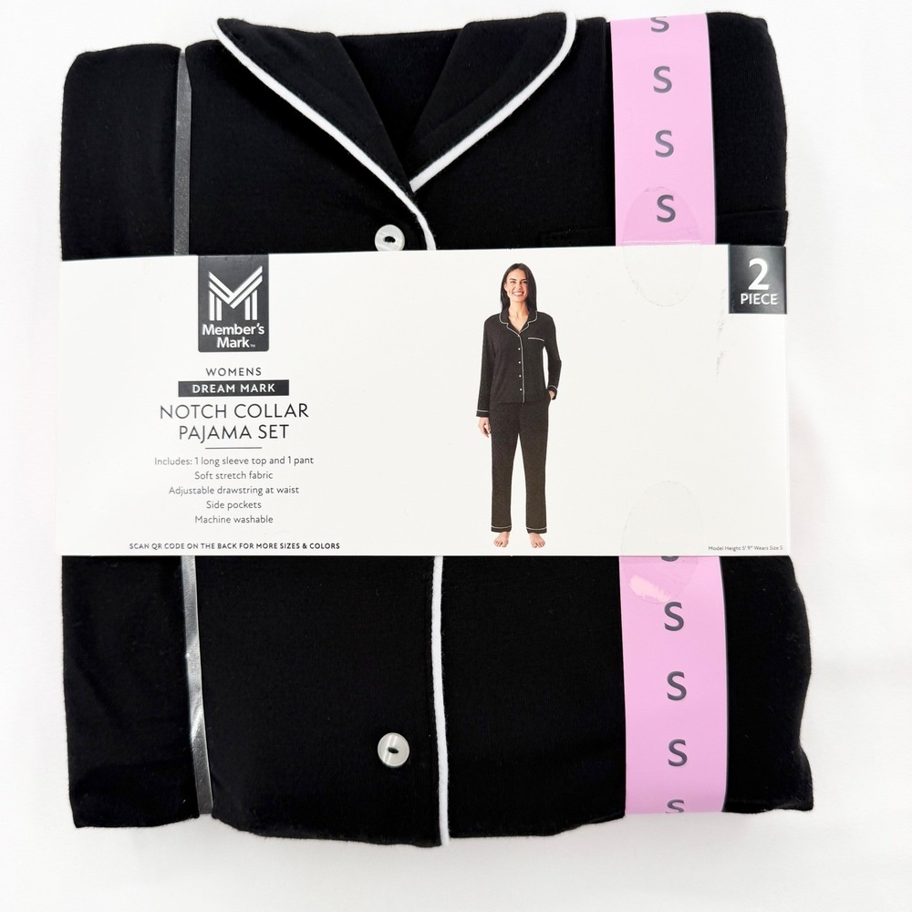 Member's Mark Womens Dream Mark Notch Collar Pajama Set Blue Large L 2 Piece